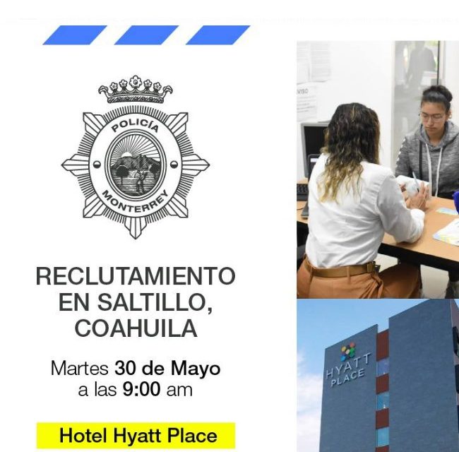 Instala Policía de Monterrey módulos para reclutamiento en Saltillo
